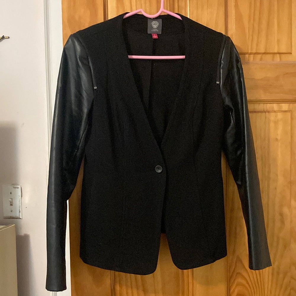 Vince Camuto Black Blazer with pleather sleeves